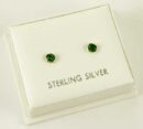 Earring Silver Emerald Stone 3mm