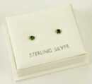 Earring Silver Emerald Stone Claw 2mm