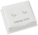 Earring Silver Freshwater Pearl Claw 2mm
