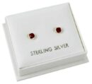 Earring Silver Siam Stone 3mm