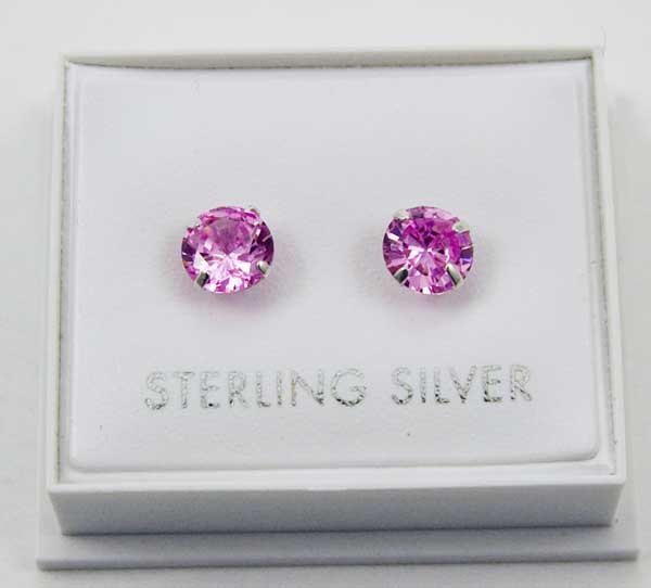 Earring Silver Rose CZ 5mm