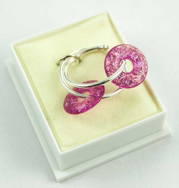 Earring Hoop With Purple Circle