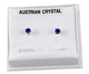 Earring Silver Stud Blue 3mm