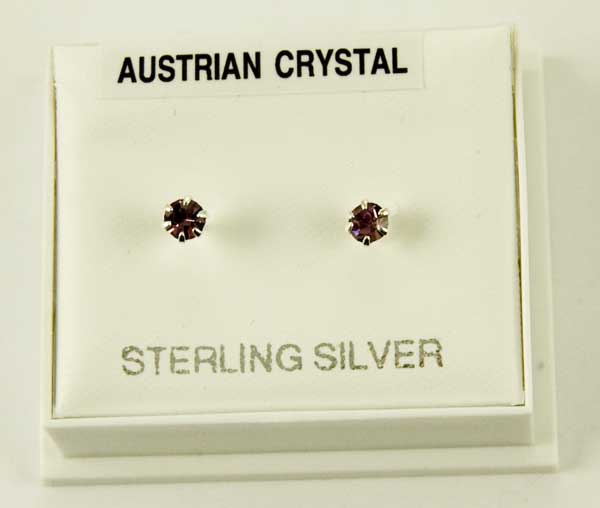 Earring Silver Stud Purple 3mm