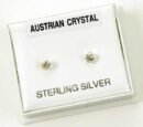Silver Earring Stud Clear 3mm