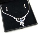 Necklace And Earring Set Clear Stone Drop With Centre