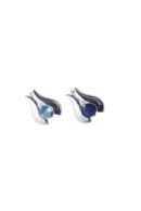 Pendant Silver 2 Stones 14mm