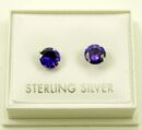 Earring Silver Amethyst CZ 6mm