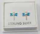 Earring Silver Dragonfly Enamel Blue