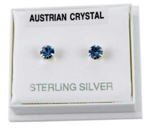 Earring Silver Stud Light Blue
