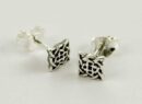 Earring Silver Stud Celtic Square