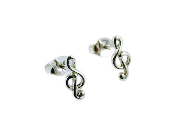 Earring Silver Stud Music Note