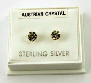 Silver Earring Stud Crystal 5mm