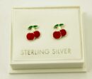 Earring Silver Cherry Enamel
