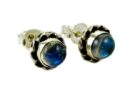 Silver Earring Stud Labradorite 7mm