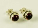 Silver Earring Stud Garnet