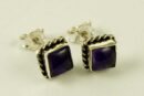 Silver Earring Stud Amethyst