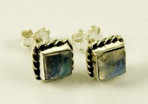 Silver Earring Stud Labradorite
