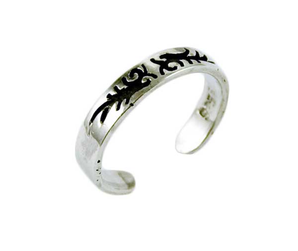 Toe Ring Silver Leaves W0.4cm