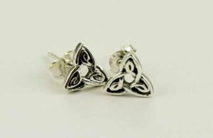 Earring Silver Stud Celtic Triangle