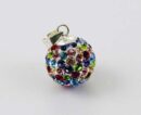Pendant Silver Ball White Multi Colour 12mm