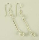 Silver Earring Drop Clear L5cm