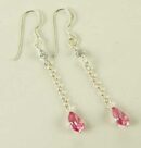 Silver Earring Drop Clear L5cm