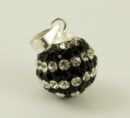Pendant Silver Ball 12mm Jet And White