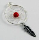 Pendant Silver Dream Catcher Red 20mm