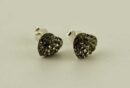 Earring Silver Stud Heart Black