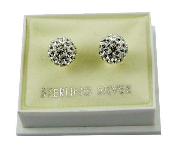 Earring Silver Crystal Cluster