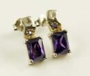 Silver Earring Cz Square Purpl