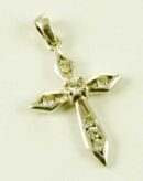 Silver Pendant Cross Cz Pink
