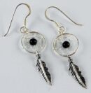 Earring Silver Dream Catcher Black 12mm