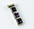 Pendant Silver 3 Stone Amethyst