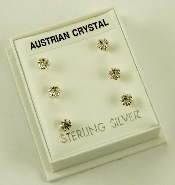 Silver Earring Stud 3 Pairs