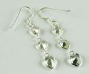Earring Heart Drops Clear Stones