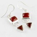 Silver Earring Red Stones