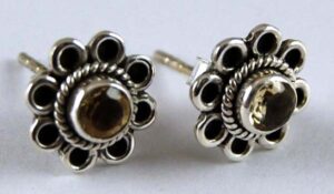 Earring Silver Stud Citrine