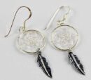 Earring Silver Dream Catcher Plain 14mm