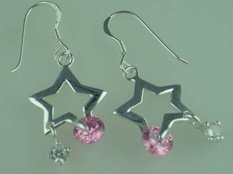 Silver Earring Star And Stone