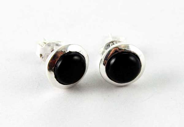 Earring Stud Onyx Circle Stone
