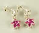Earring Stud Star Pink  And Clear Stone