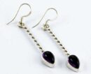 Earring Twisted Drop Teardrop Stone Amethyst