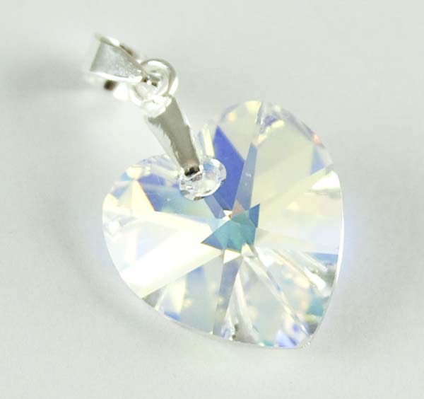Pendant Silver Heart Clear Rainbow
