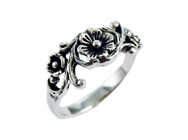Ring Silver Floral Design