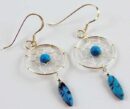 Earring Silver Dream Catcher Turquoise 16mm
