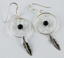 Earring Silver Dream Catcher Black 20mm