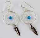 Silver Earring Dreamcatcher Turquoise Stone 20mm