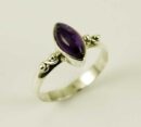 Ring Silver Raised Amethyst Stone